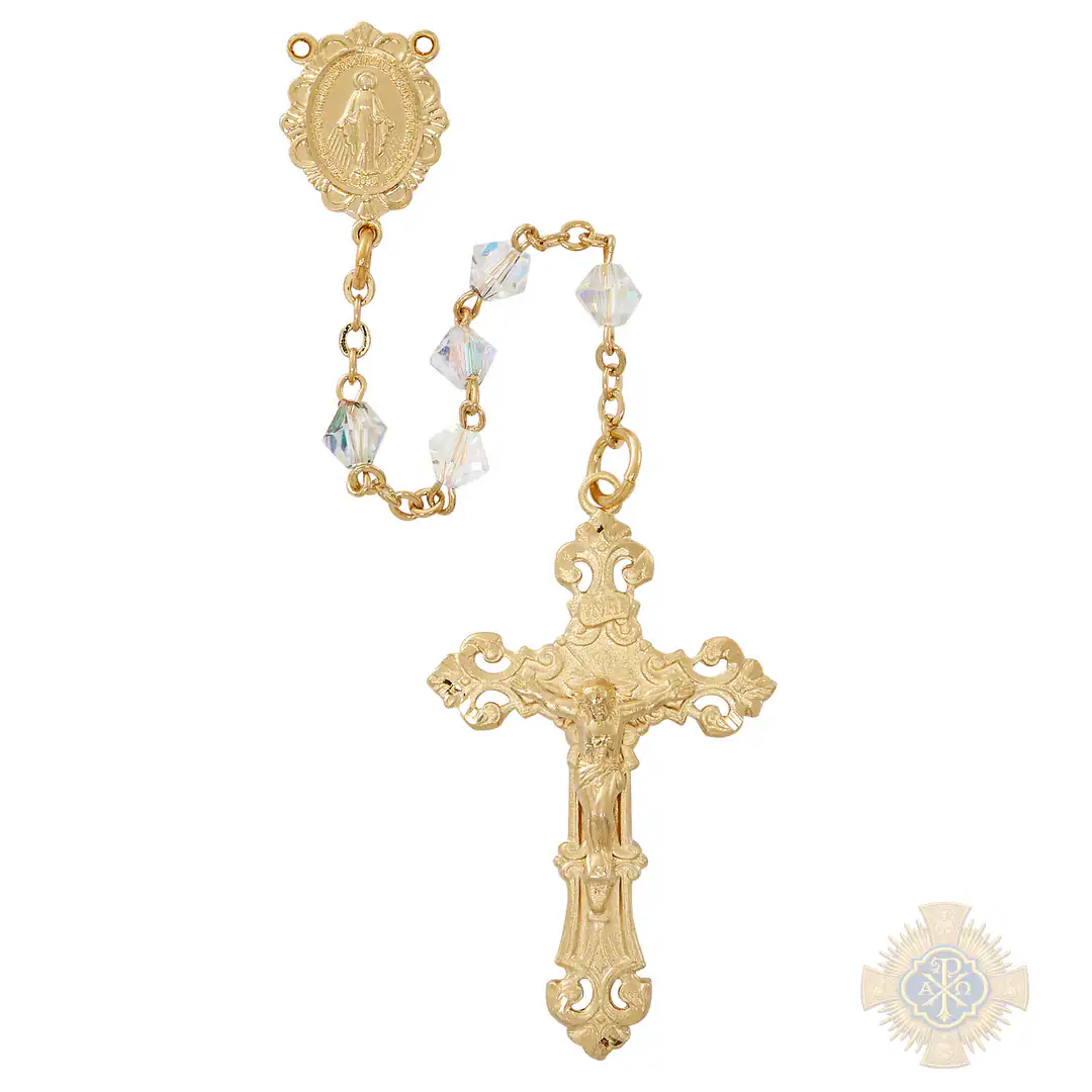 Gold-Plated Swarovski Crystal Rosary – 5mm Gold-Plated Swarovski Crystal Rosary – 5mm