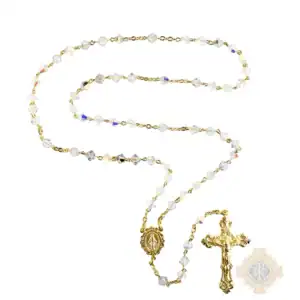 14K Gold Over Sterling Swarovski Crystal Rosary – 5mm
