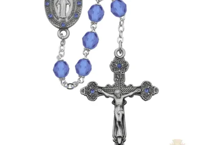 BLUE ROSARY DELUXE with PEWTER Crucifix