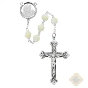 Genuine Mother of Pearl Rosary with Sterling silver Crucifix