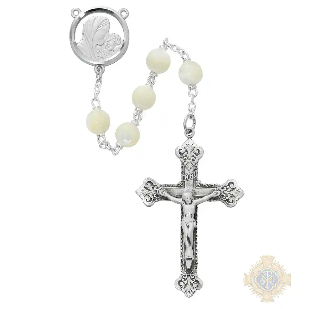 Genuine Mother of Pearl Rosary with Sterling silver Crucifix Genuine Mother of Pearl Rosary with Sterling silver Crucifix