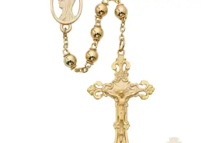 Gold Plated Metal Rosary with Pewter Crucifix