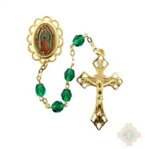 Green Lady of Guadalupe Rosary with Pewter Crucifix