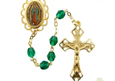 Green Lady of Guadalupe Rosary with Pewter Crucifix