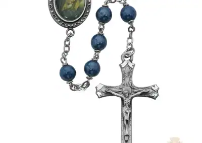 Blue Lady of Sorrows Rosary with Pewter Crucifix
