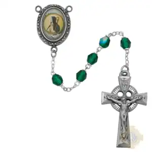 Green St Brigid Rosary with Pewter Crucifix