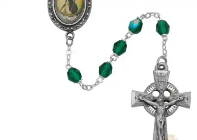 Green St Brigid Rosary with Pewter Crucifix