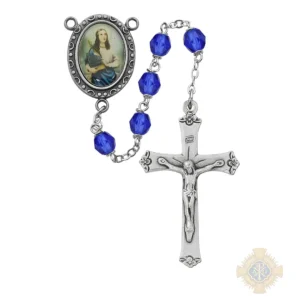 Blue St Cecelia Rosary with Pewter Crucifix