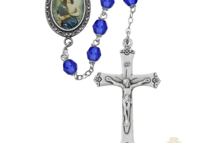 Blue St Cecelia Rosary with Pewter Crucifix