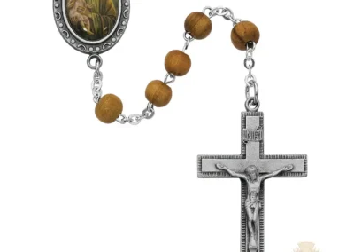 Olive Wood St Joseph Rosary with Pewter Crucifix