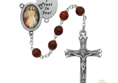 Red and Black Divine Mercy Rosary with Pewter Crucifix