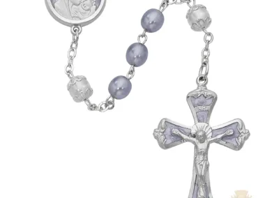 Mother and Child Purple Pearl like Rosary with Pewter Crucifix