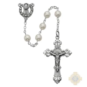 Pearl Madonna Rosary with Sterling Silver Crucifix