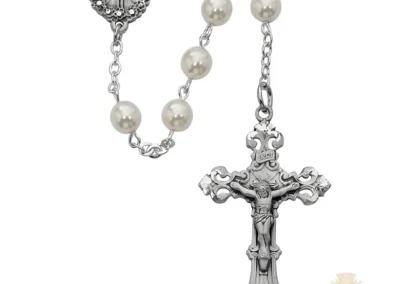Pearl Madonna Rosary with Sterling Silver Crucifix