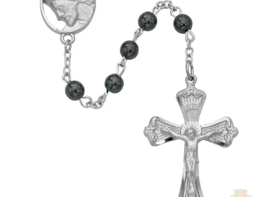 Hematite Ecce Homo Rosary with Pewter Crucifix