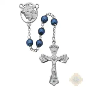 Blue Ecce Homo Rosary with Pewter Crucifix