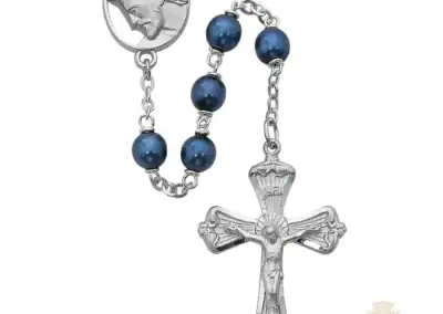 Blue Ecce Homo Rosary with Pewter Crucifix