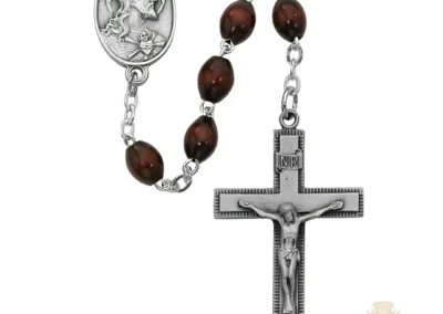 Brown Wood Rosary with Pewter Crucifix
