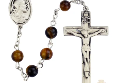 Brown Oval Wood Rosary with Zinc Alloy Crucifix