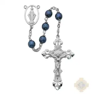 Blue Metallic Rosary with Pewter Crucifix