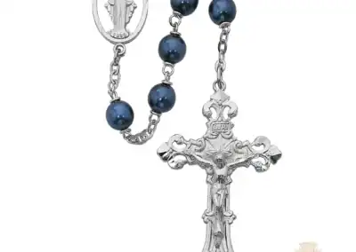 Blue Metallic Rosary with Pewter Crucifix
