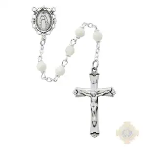 Genuine Mother of Pearl Rosary with Sterling silver Crucifix