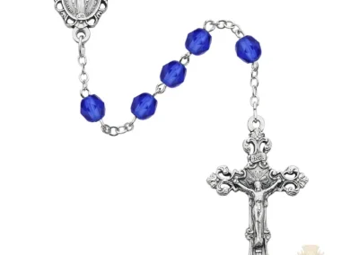 Dark Blue Glass September Rosary with Zinc Alloy Crucifix