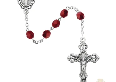 Dark Red Glass January Rosary with Zinc Alloy Crucifix