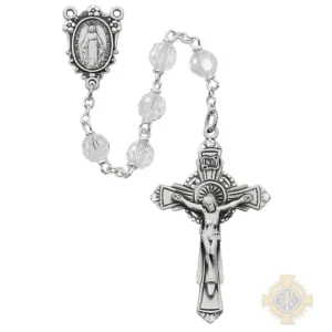 Crystal Tin Cut Rosary with Sterling Silver Crucifix