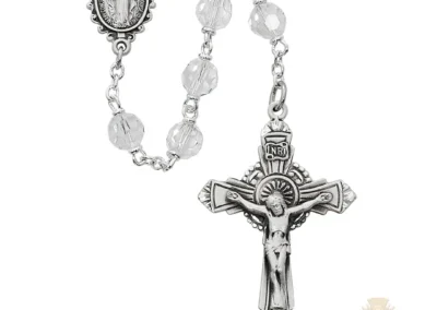 Crystal Tin Cut Rosary with Sterling Silver Crucifix