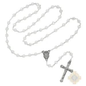 Crystal Tin Cut Rosary with Pewter Crucifix