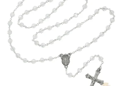 Crystal Tin Cut Rosary with Pewter Crucifix