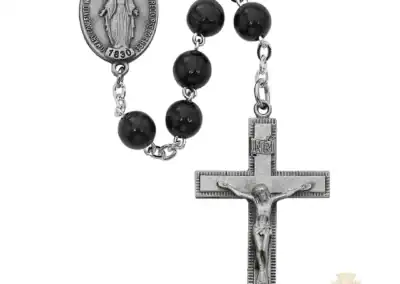 Black Round Wood Rosary