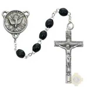 Black Wood Holy Spirit Rosary with Pewter Crucifix