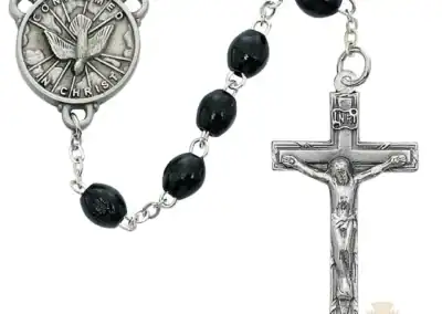 Black Wood Holy Spirit Rosary with Pewter Crucifix