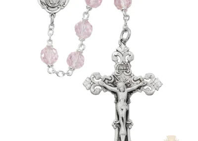 Pink Crystal Rosary with Sterling silver Crucifix