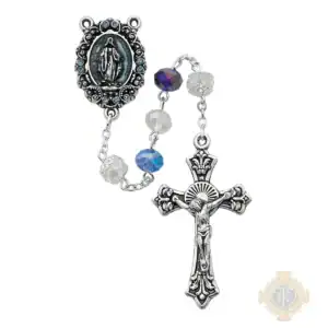 Blue Multi Crystal Rosary with Zinc Alloy Crucifix