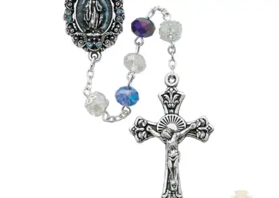 Blue Multi Crystal Rosary with Zinc Alloy Crucifix