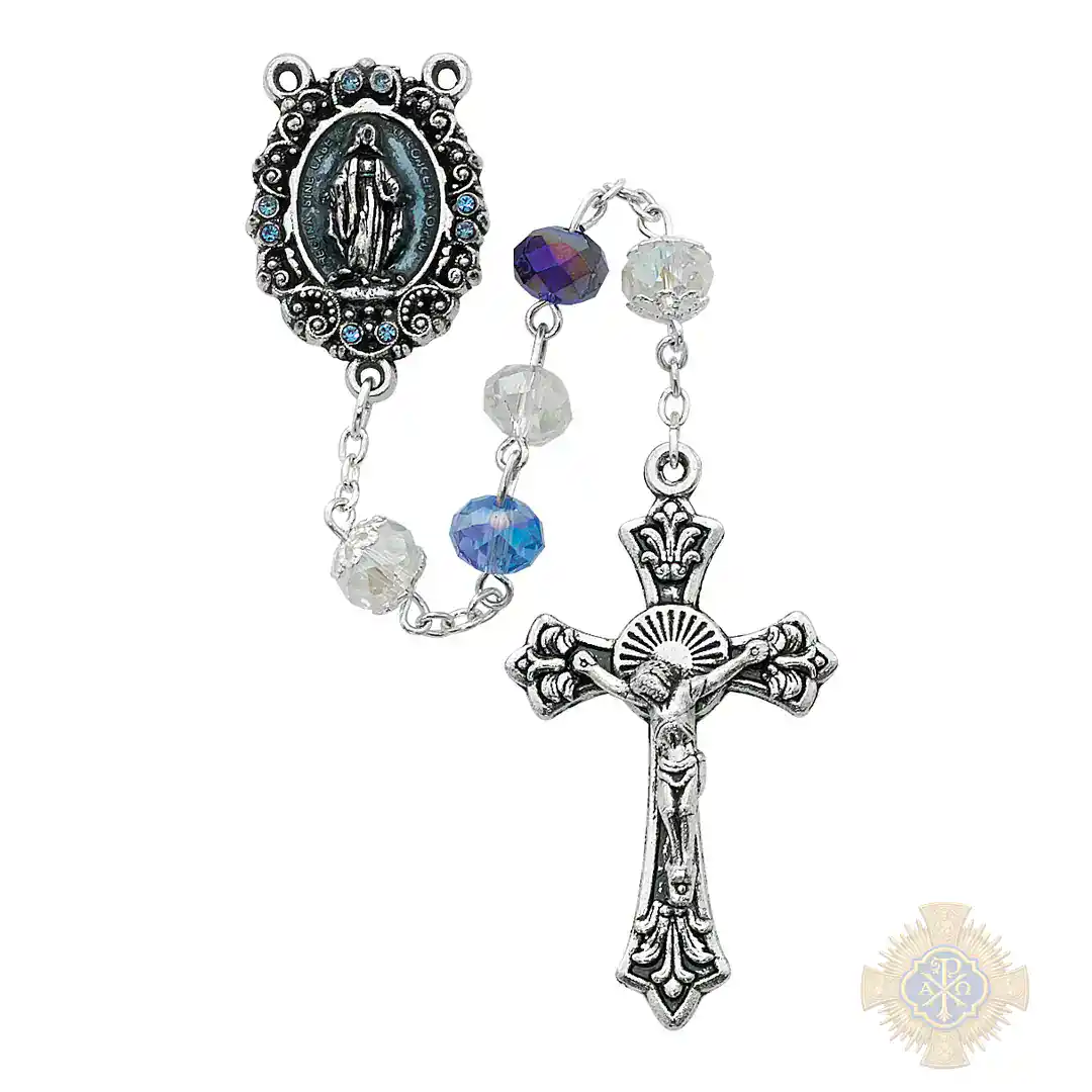 Blue Multi Crystal Rosary with Zinc Alloy Crucifix Blue Multi Crystal Rosary with Zinc Alloy Crucifix