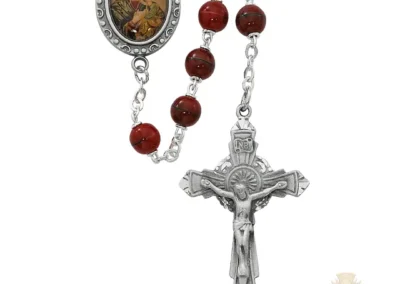 Red Our Lady of Perpetual Help Rosary with Pewter Crucifix