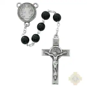 Black Wood St Benedict Rosary with Pewter Crucifix
