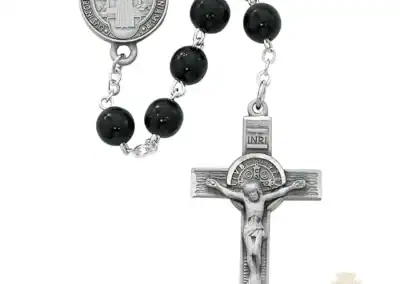 Black Wood St Benedict Rosary with Pewter Crucifix