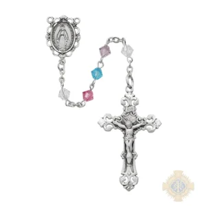 Multi Swarovski Crystal Bead Rosary with Sterling Silver Crucifix