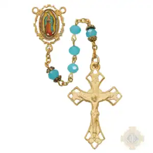 Aqua Guadalupe Rosary with Pewter Crucifix