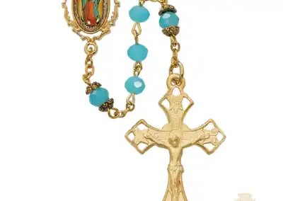 Aqua Guadalupe Rosary with Pewter Crucifix
