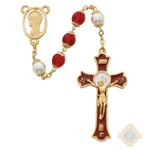 Red Holy Mass Crucifix Rosary