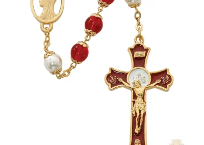 Red Holy Mass Crucifix Rosary