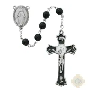 Black Holy Mass Crucifix Rosary with Pewter Crucifix