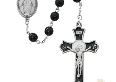Black Holy Mass Crucifix Rosary with Pewter Crucifix