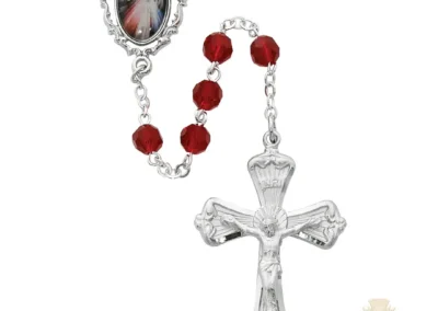 Dark Red Divine Mercy Rosary With Pewter Crucifix